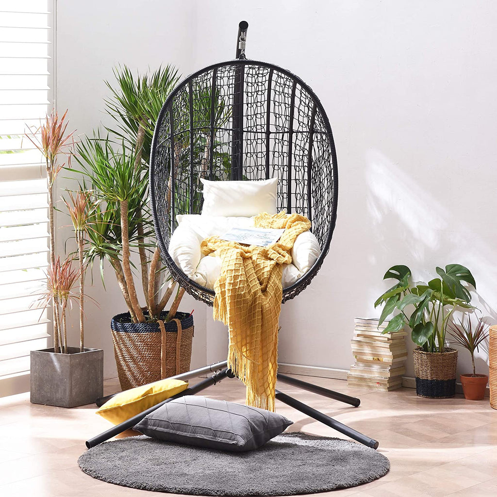 Azura Black Patio Hanging Egg Chair — view 2