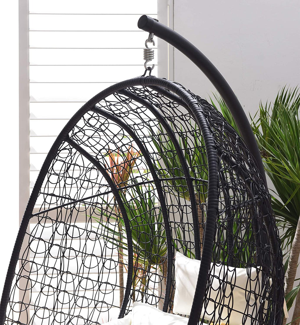 Azura Black Patio Hanging Egg Chair — view 3
