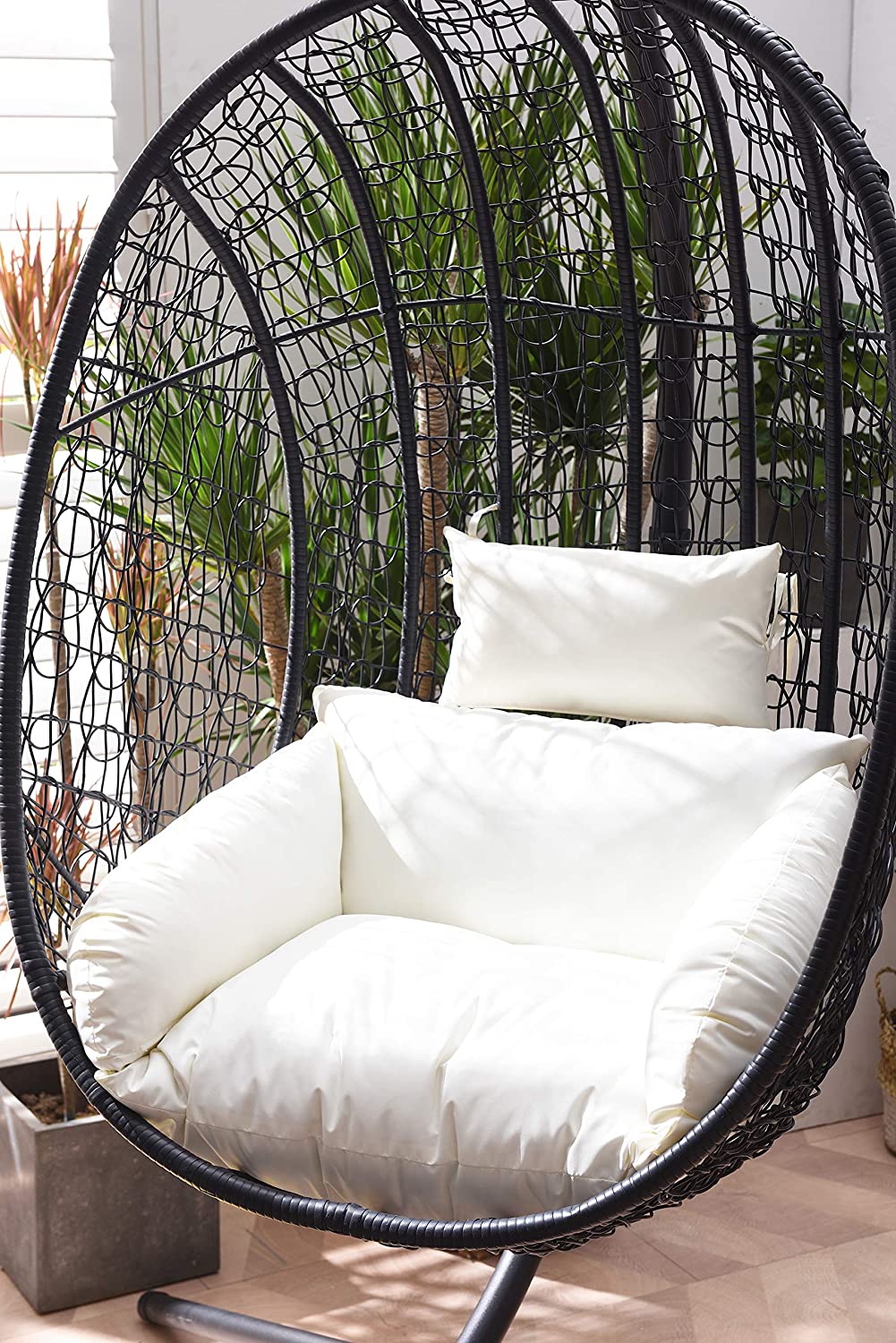 Azura Black Patio Hanging Egg Chair — view 4