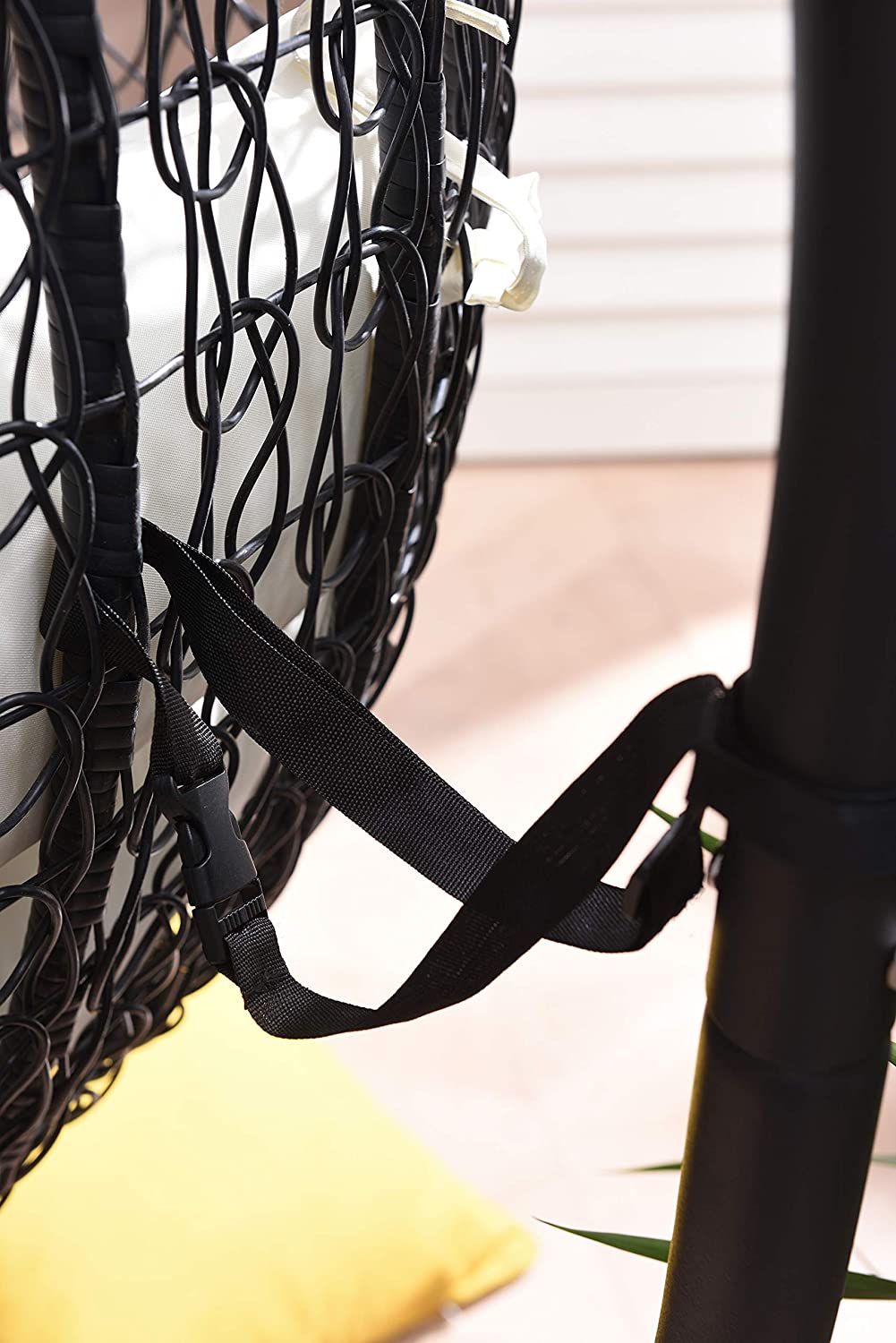 Azura Black Patio Hanging Egg Chair — view 6