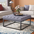 84cm W Square Linen Footstool with Metal Frame — footstool from 2nd Time Around