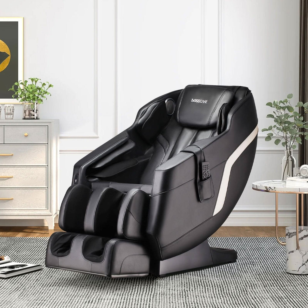 105cm H Real Relax Black Faux Leather Massage Chair with 6 Pre-Set Auto Modes Bluetooth Speaker — view 2