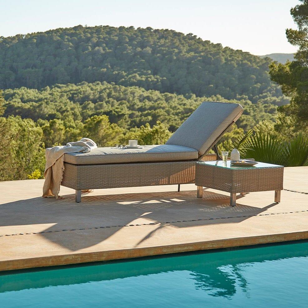 Aria Rattan Garden Sun Lounger - Light Grey — view 3