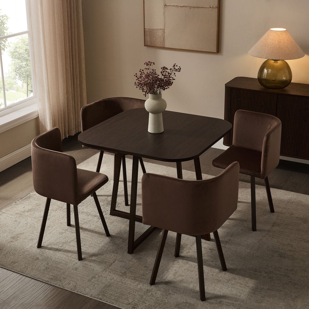 Ava Space Saver 4 Seater Dining Table and Chairs - Cappuccino — view 2