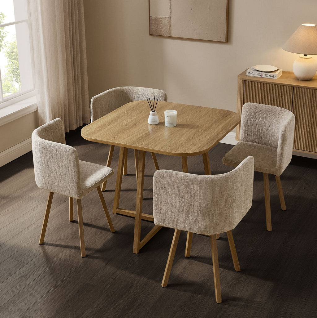 Ava Space Saver 4 Seater Dining Table and Chairs - Mushroom — view 2