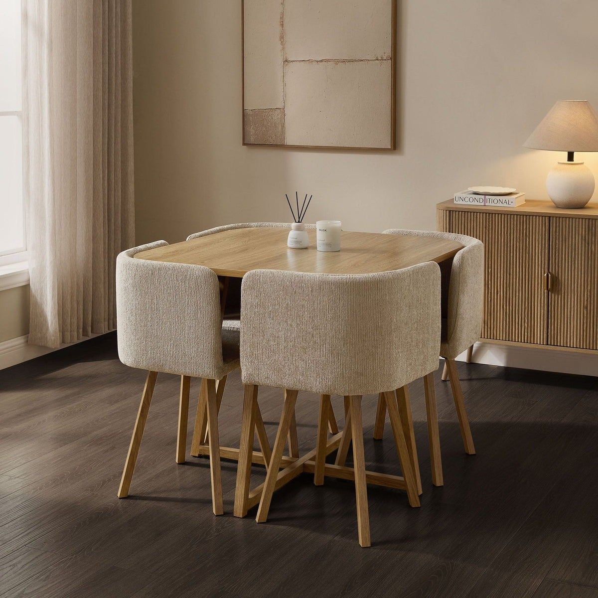 Ava Space Saver 4 Seater Dining Table and Chairs - Mushroom — sofa from 2nd Time Around