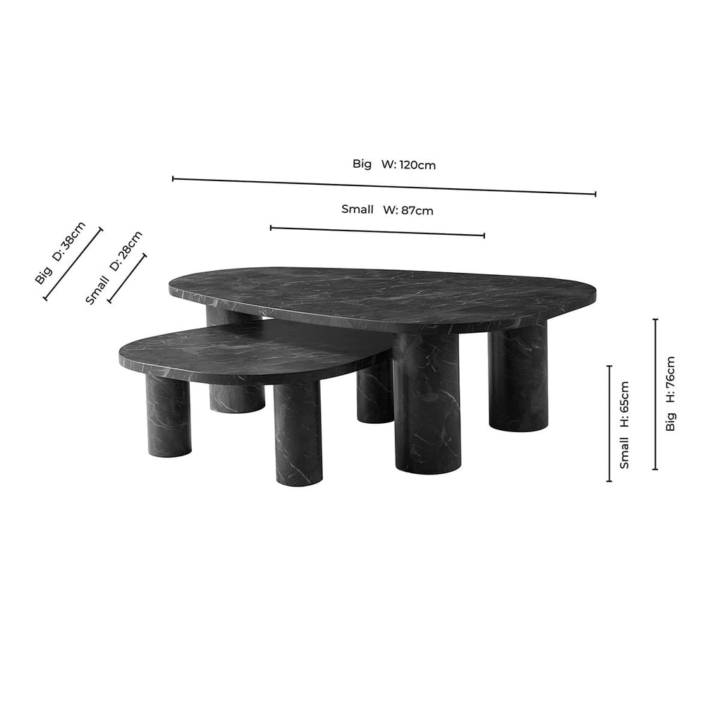 Azra Nesting Coffee Tables - Travertine Marble Effect — view 8
