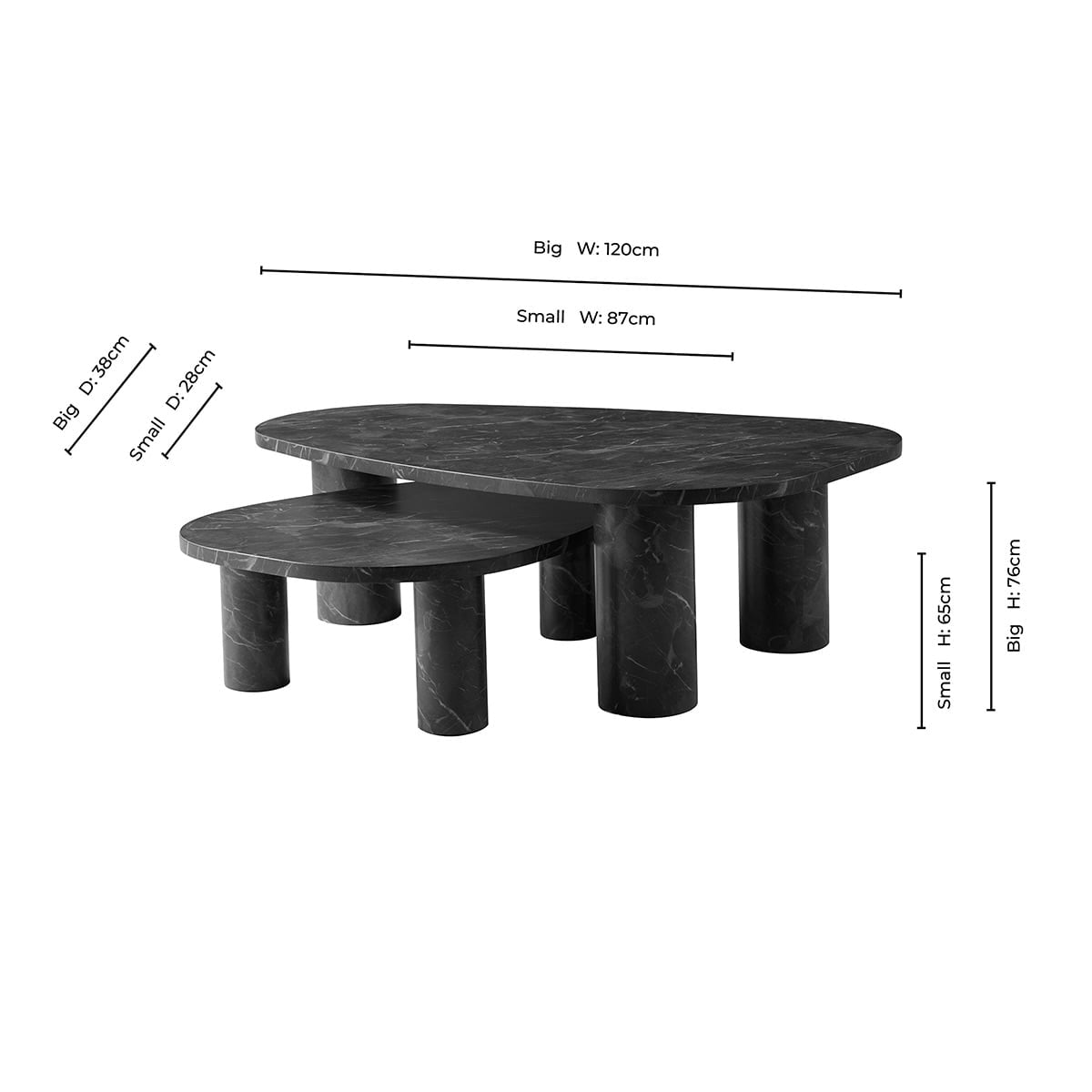 Azra Nesting Coffee Tables - Travertine Marble Effect — view 8