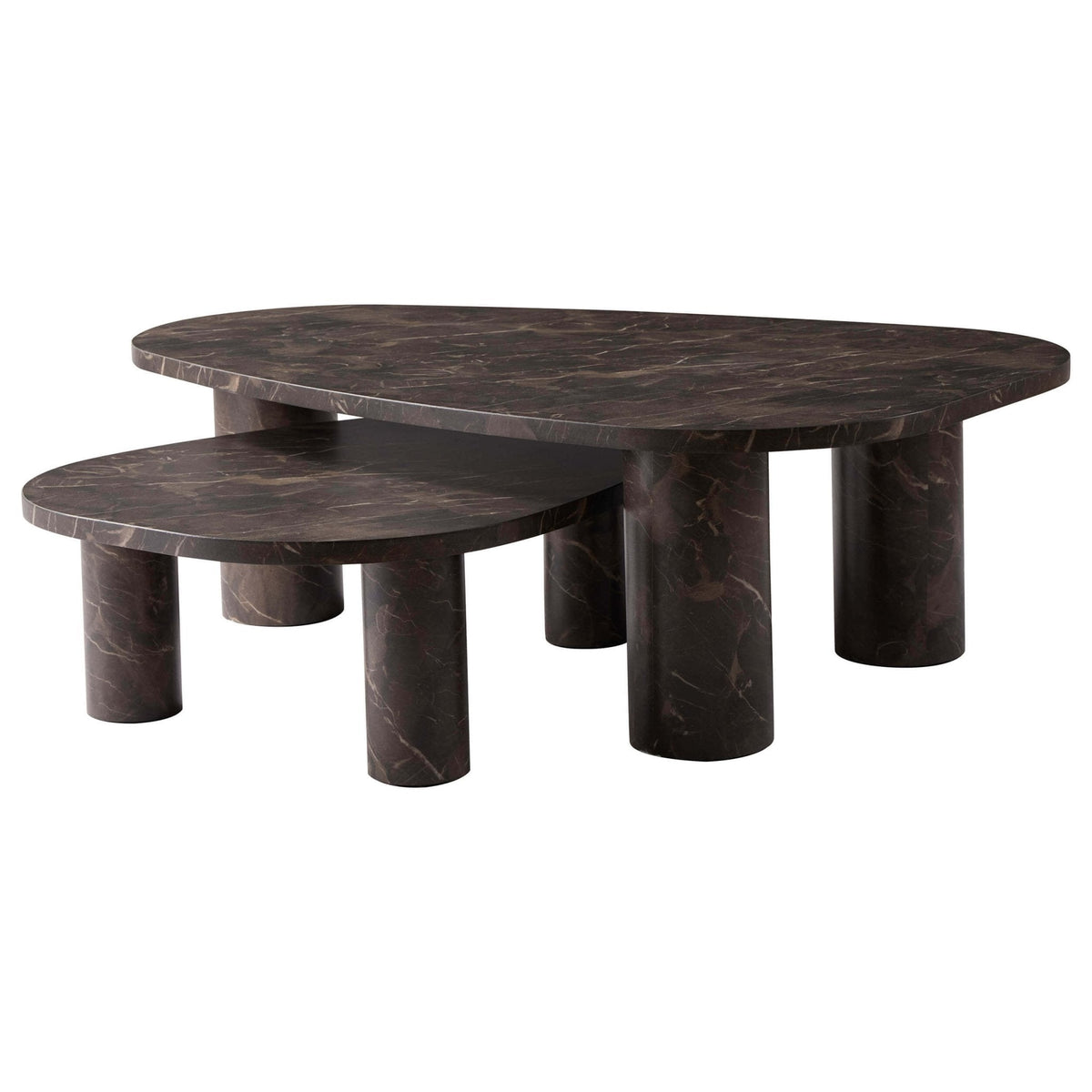 Azra Nesting Coffee Tables - Brown Marble Effect — view 9