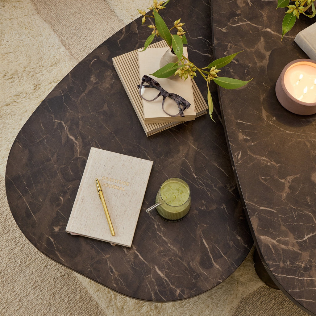 Azra Nesting Coffee Tables - Brown Marble Effect — view 6