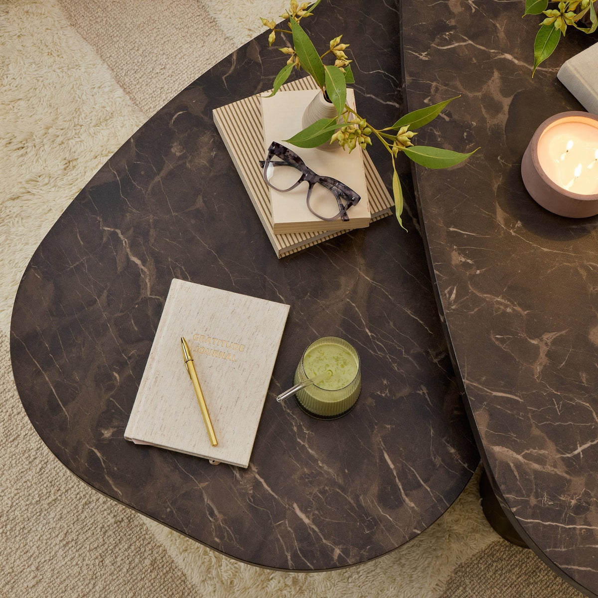 Azra Nesting Coffee Tables - Brown Marble Effect — view 6