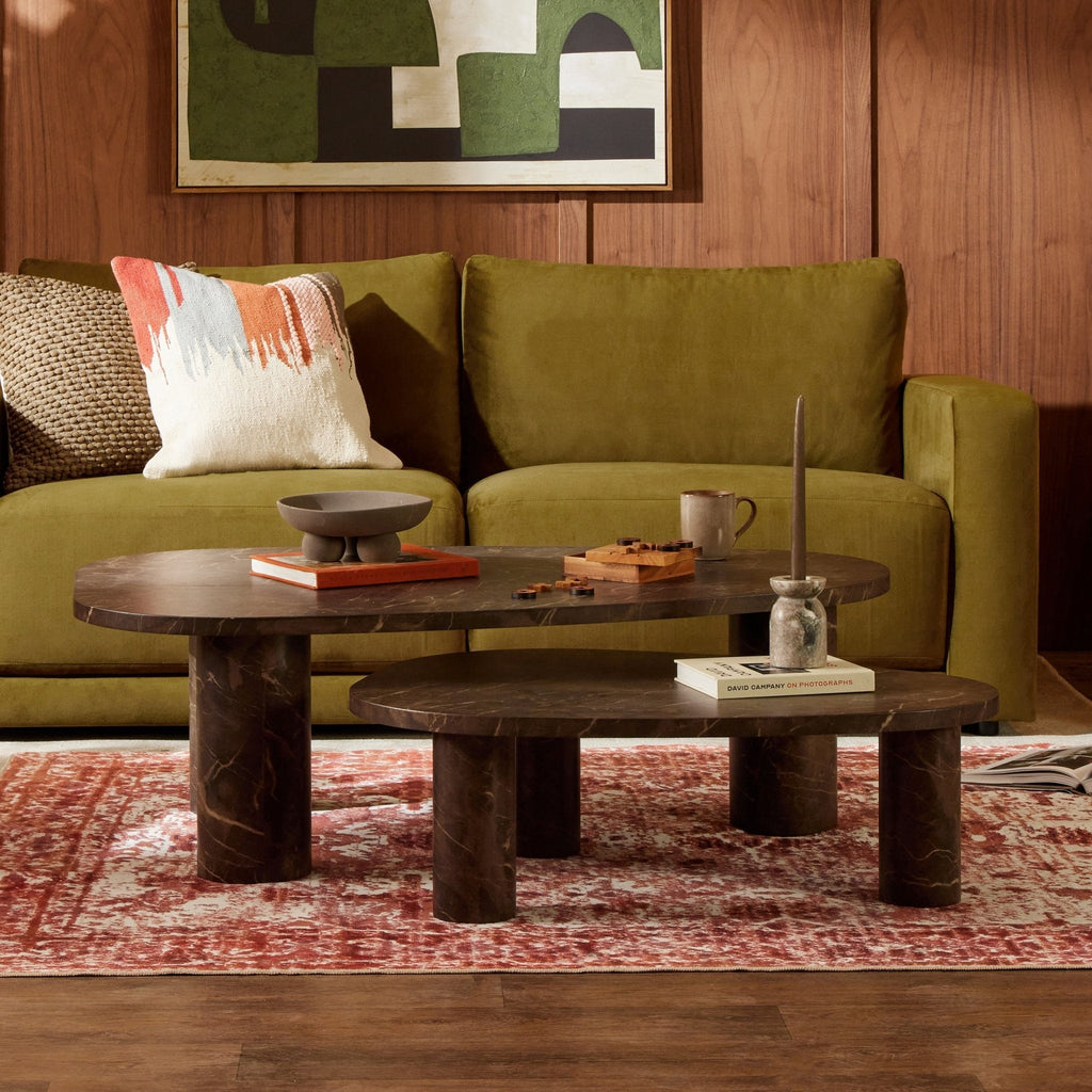 Azra Nesting Coffee Tables - Brown Marble Effect — view 7