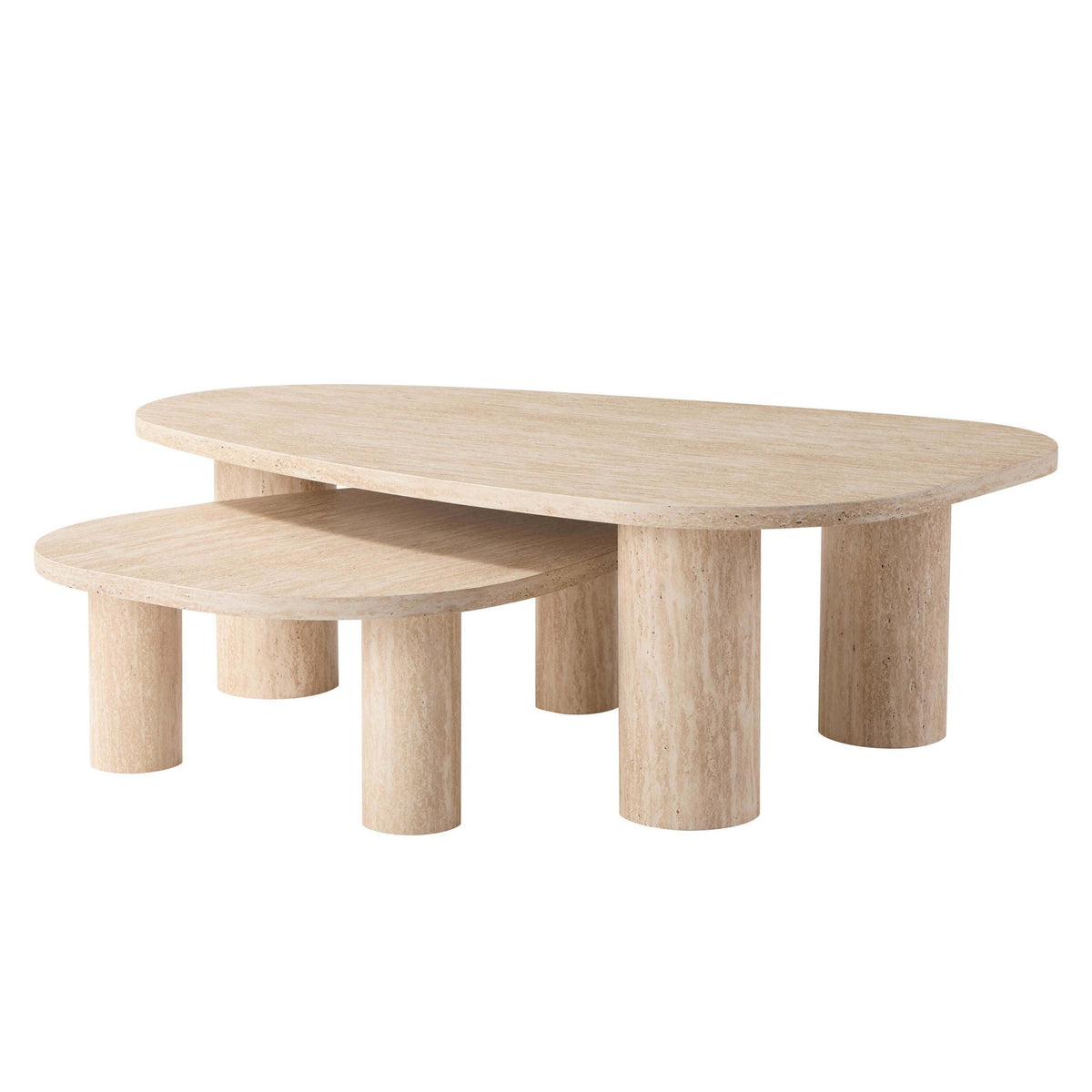 Azra Nesting Coffee Tables - Travertine Marble Effect — view 3