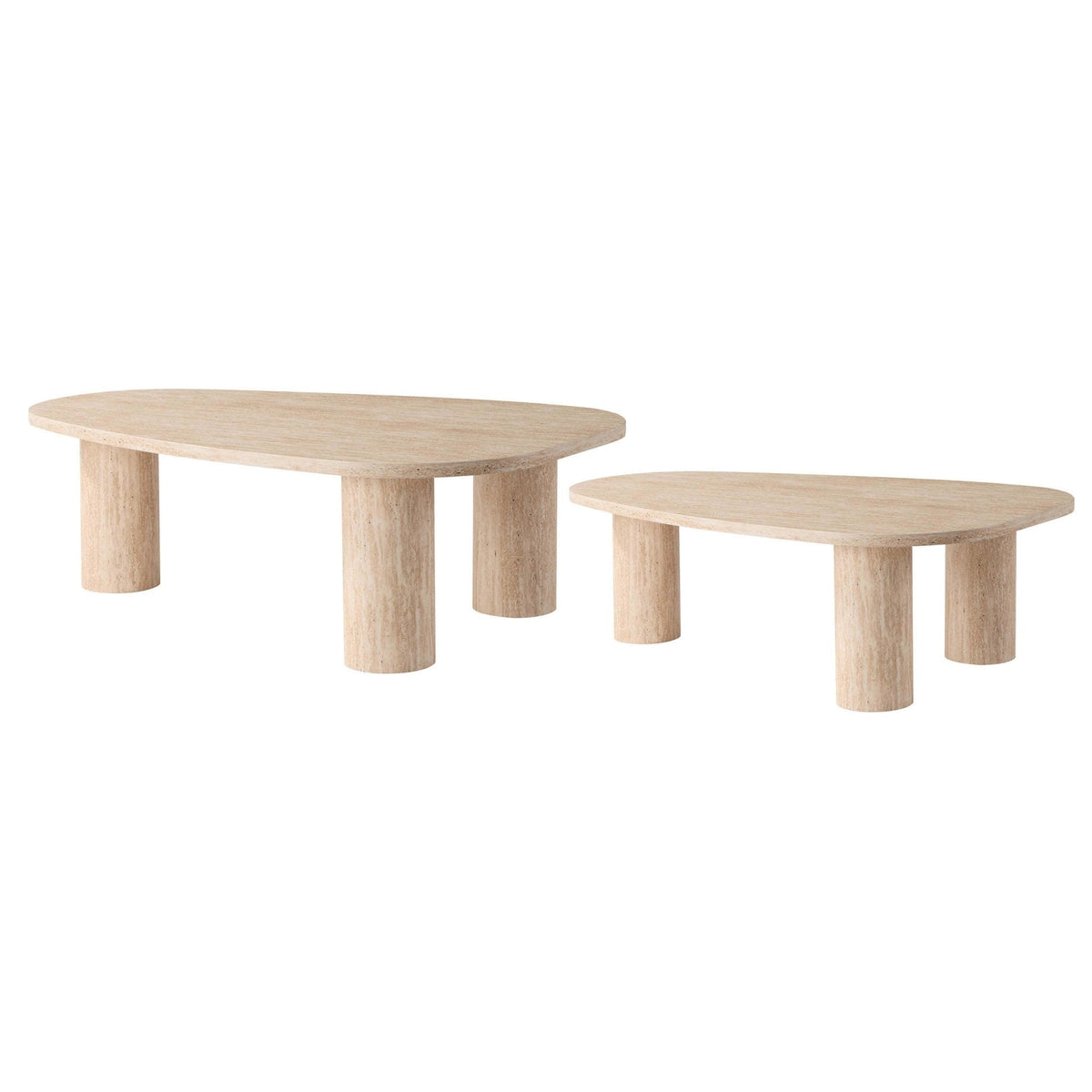 Azra Nesting Coffee Tables - Travertine Marble Effect — view 4