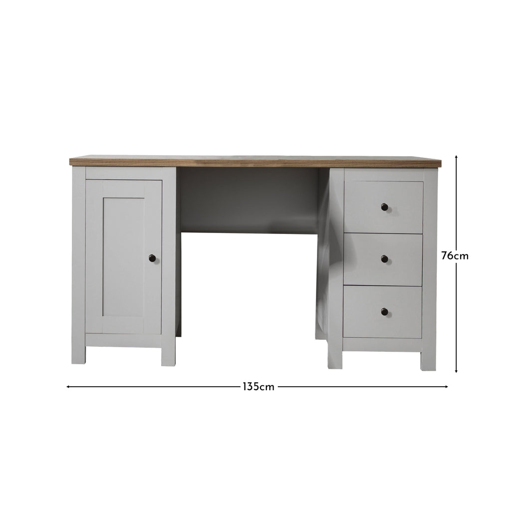 Bampton 3 Drawer Desk - Stone Grey — view 2