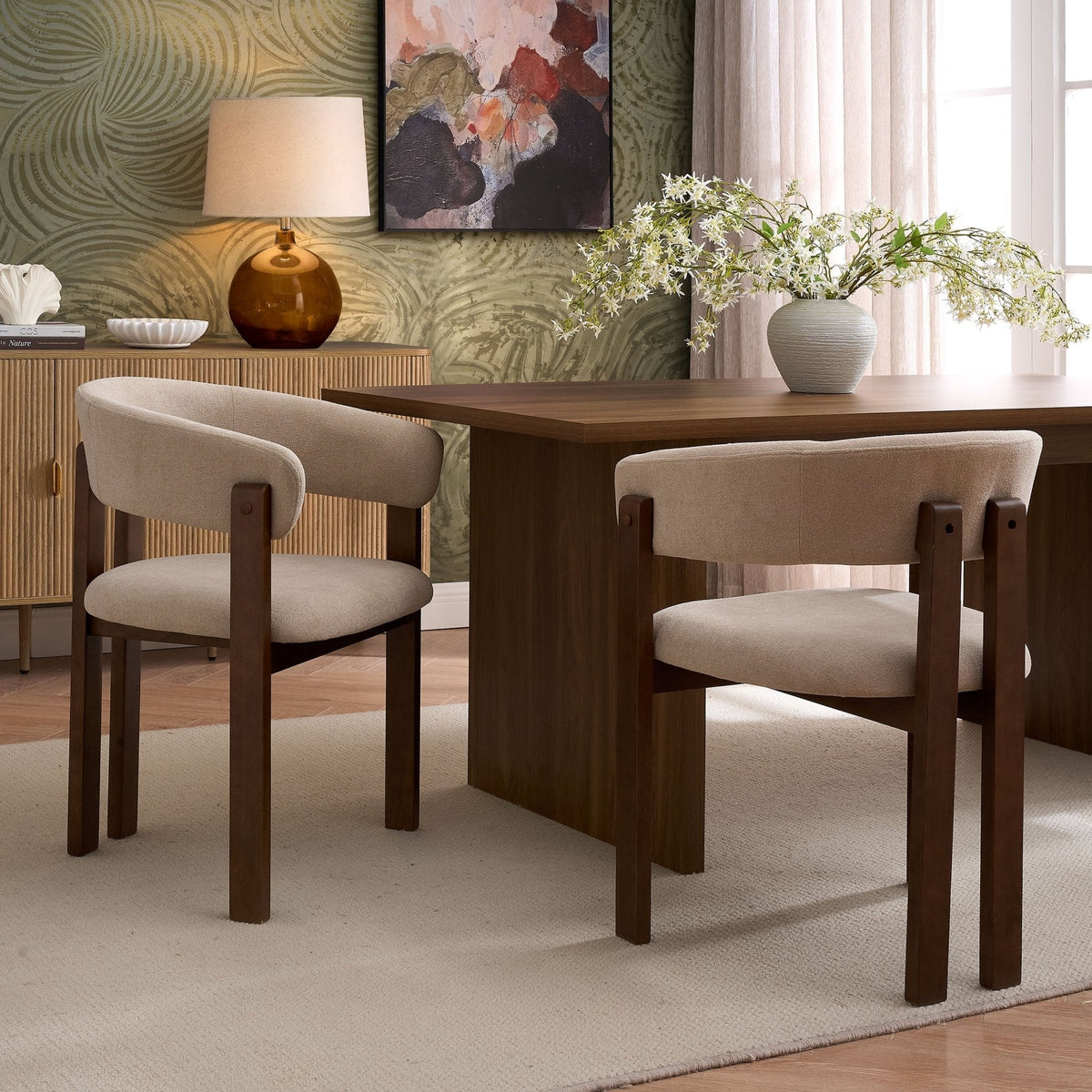 Bridget Set of 2 Dining Chairs - Chenille Oatmeal — view 2