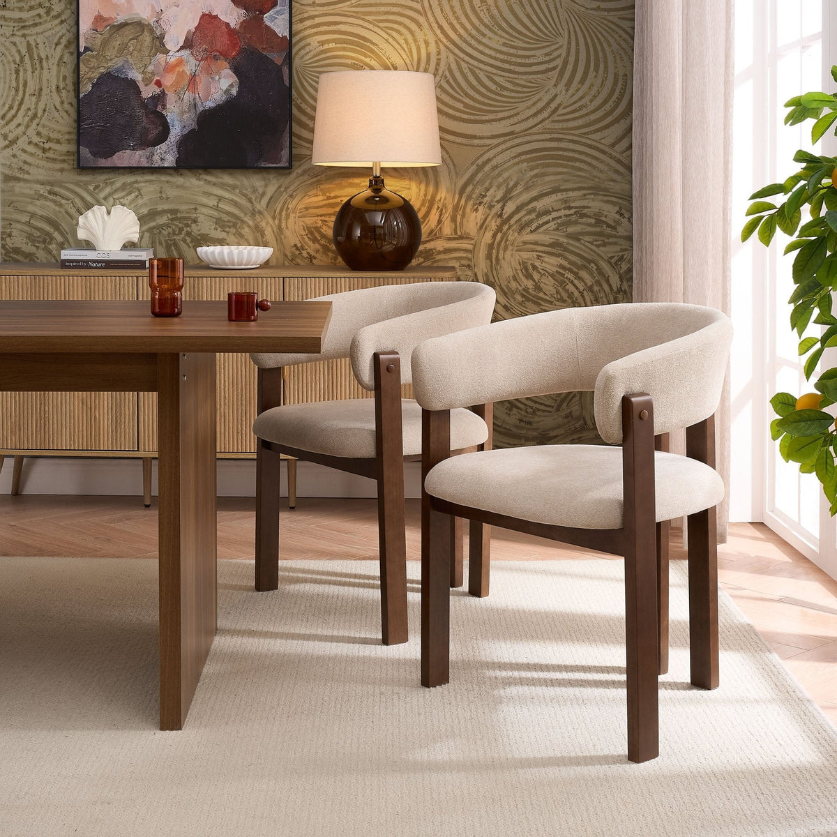 Bridget Set of 2 Dining Chairs - Chenille Oatmeal — dining chair from 2nd Time Around
