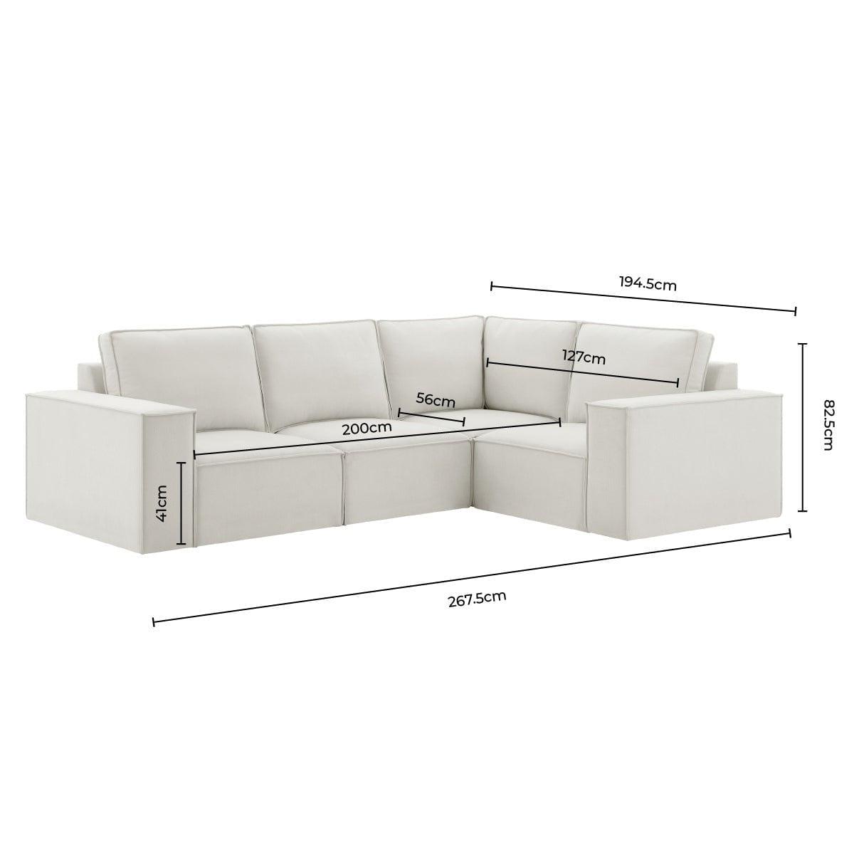 Brooklyn Small Right Hand L-Shape Sofa - Cappuccino — view 7