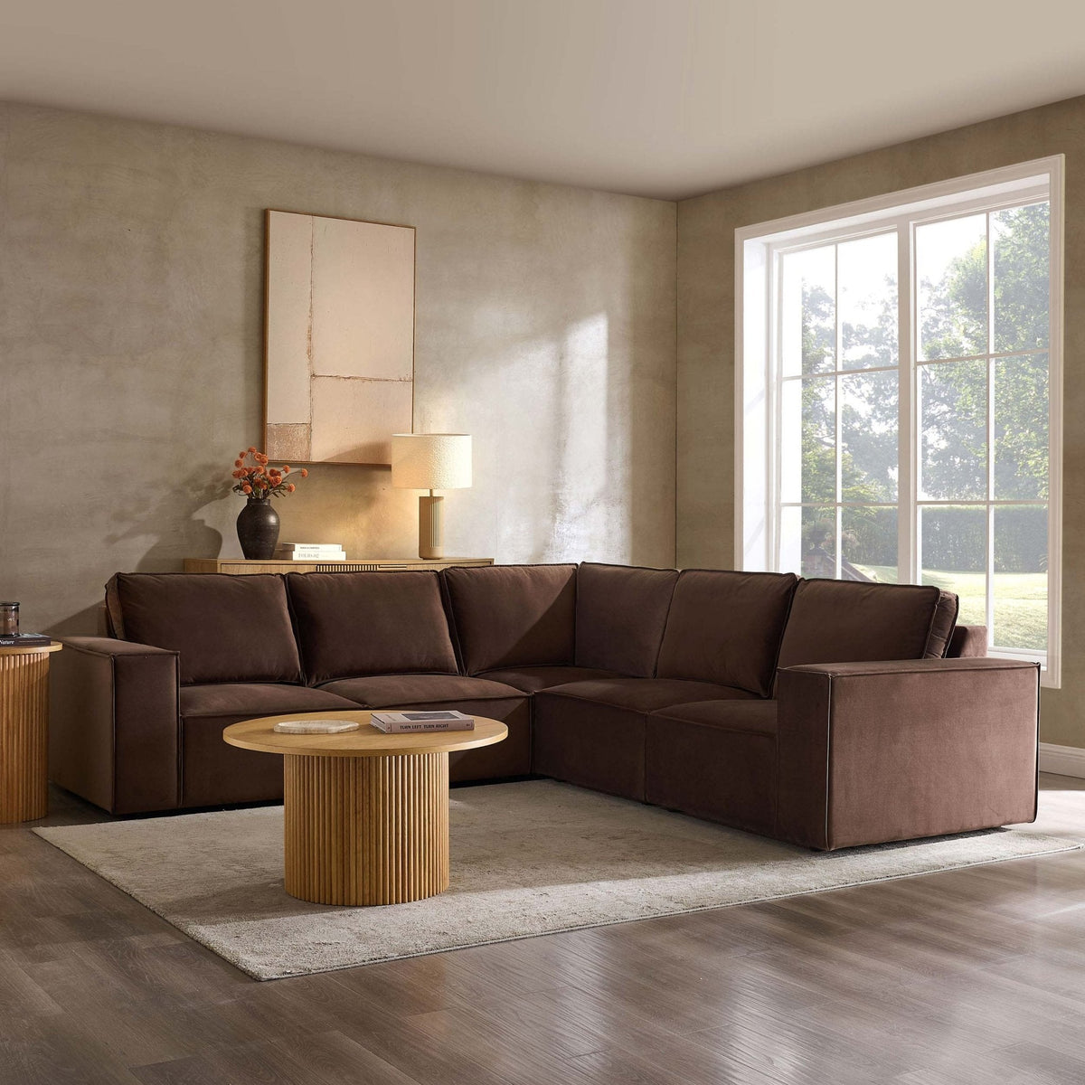 Brooklyn Large Right Hand Corner Sofa - Cappuccino — corner sofa from 2nd Time Around