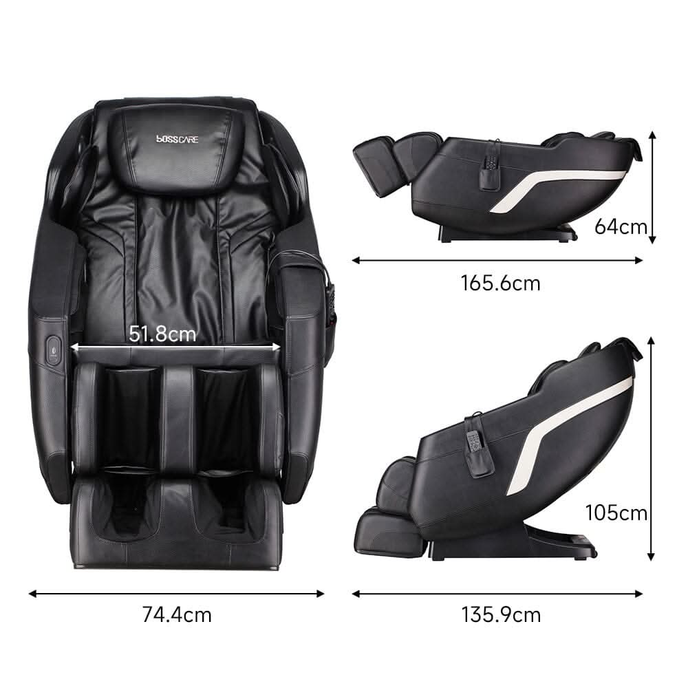 105cm H Real Relax Black Faux Leather Massage Chair with 6 Pre-Set Auto Modes Bluetooth Speaker — view 3