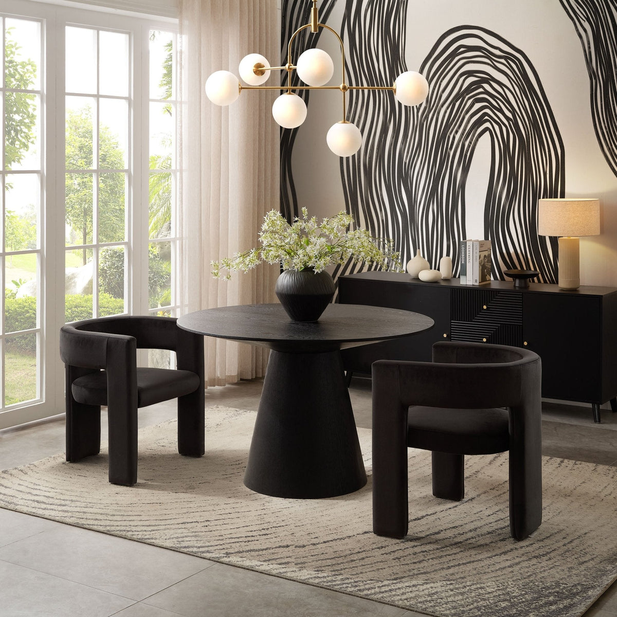 Cassie 4-6 Seater Dining Table - Black Wood — sofa from 2nd Time Around