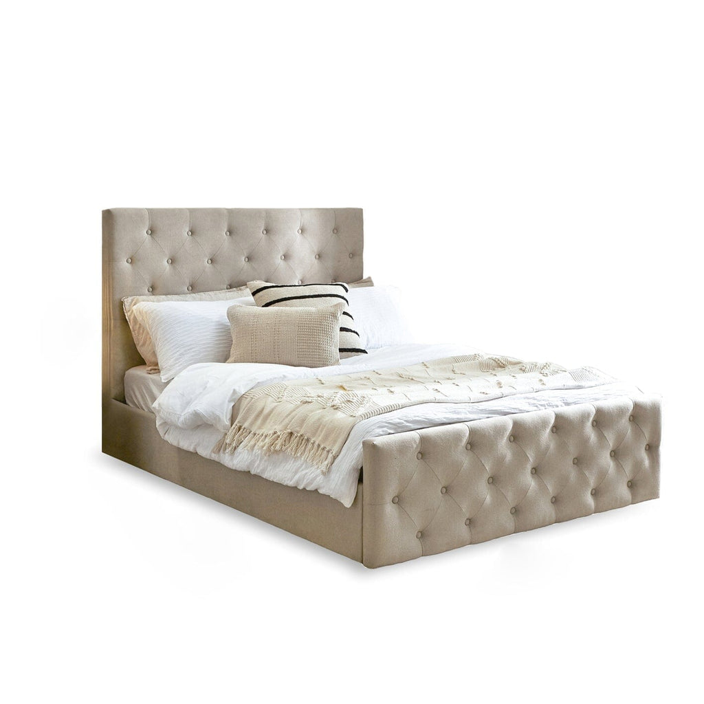 Cavill Fabric Double Bed - Soft Beige — view 8