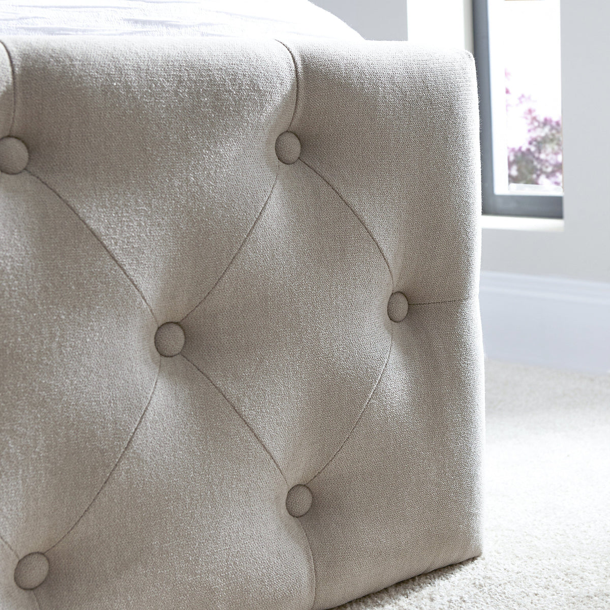 Cavill Fabric Double Bed - Soft Beige — view 5