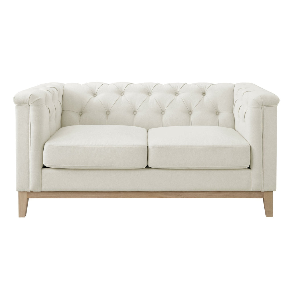 Chesterfield 2 Seater Sofa - Cream Linen — view 4