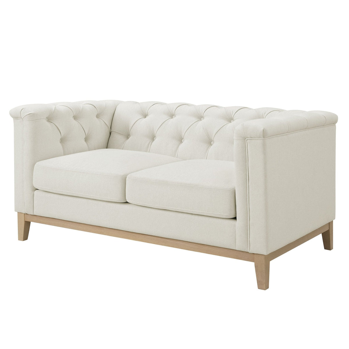 Chesterfield 2 Seater Sofa - Cream Linen — view 3