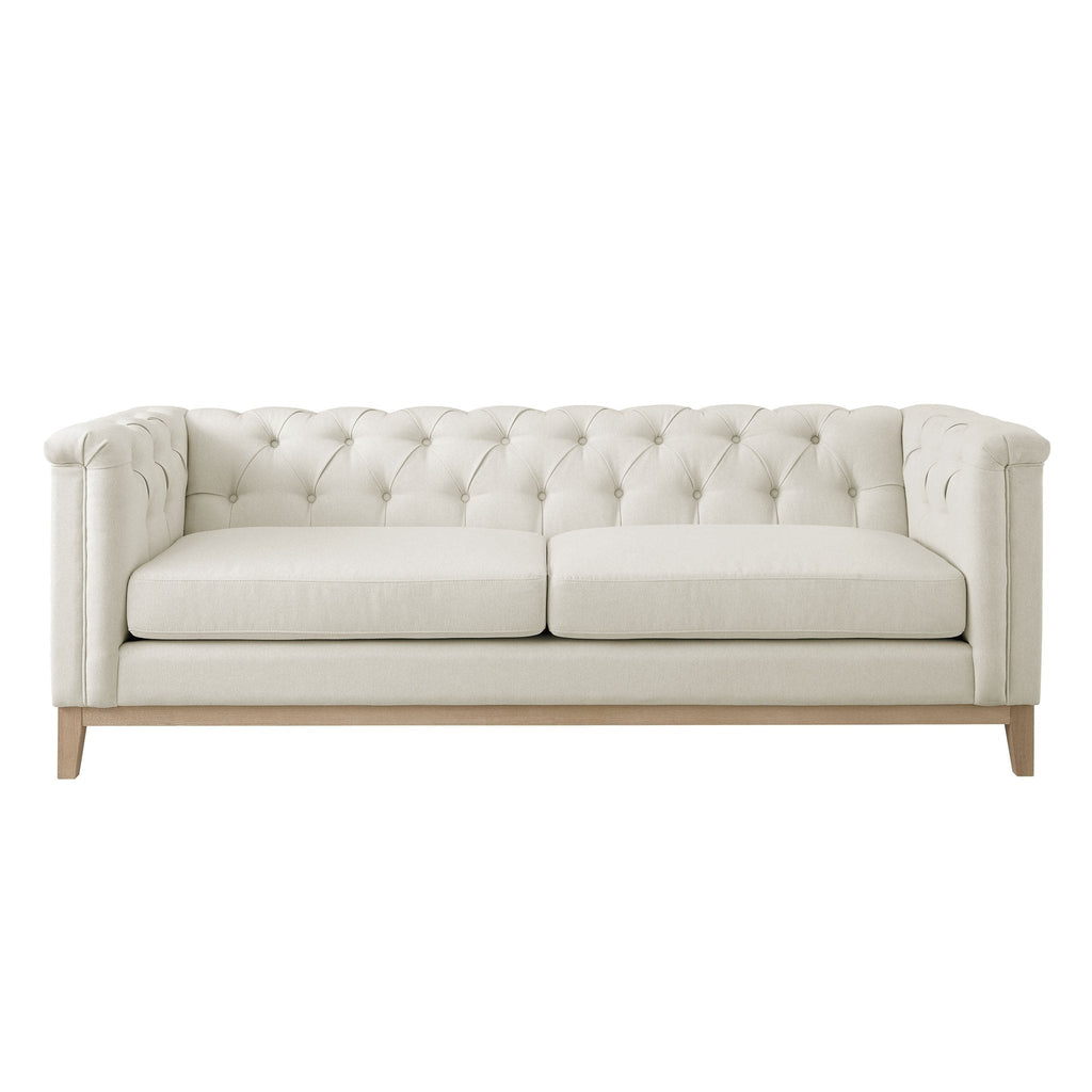 Chesterfield 3 Seater Sofa - Cream Linen — view 7