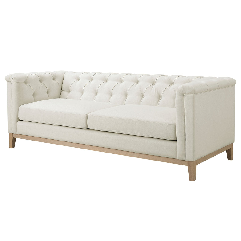Chesterfield 3 Seater Sofa - Cream Linen — view 5