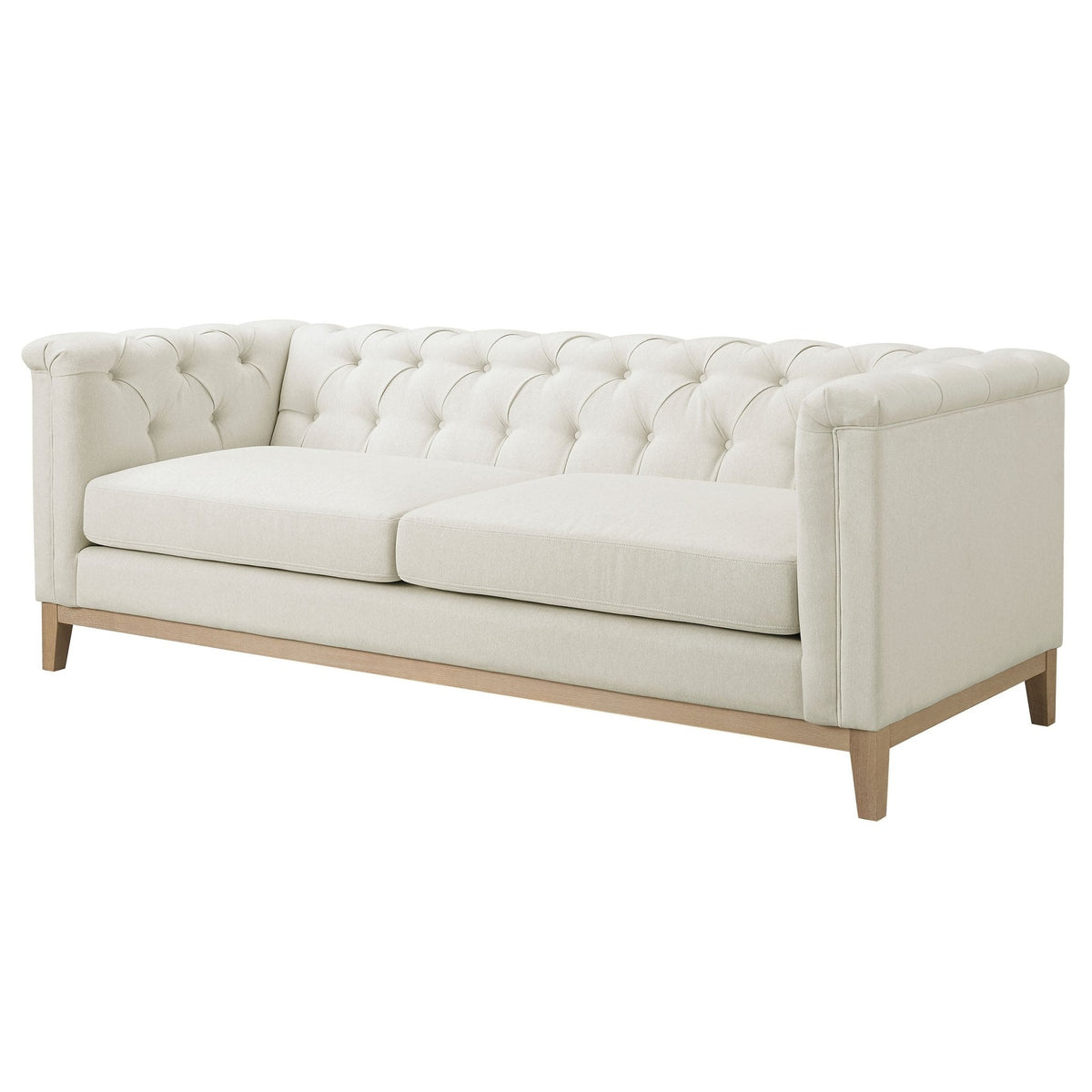 Chesterfield 3 Seater Sofa - Cream Linen — view 5