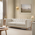 Chesterfield 3 Seater Sofa - Cream Linen — sofa from 2nd Time Around