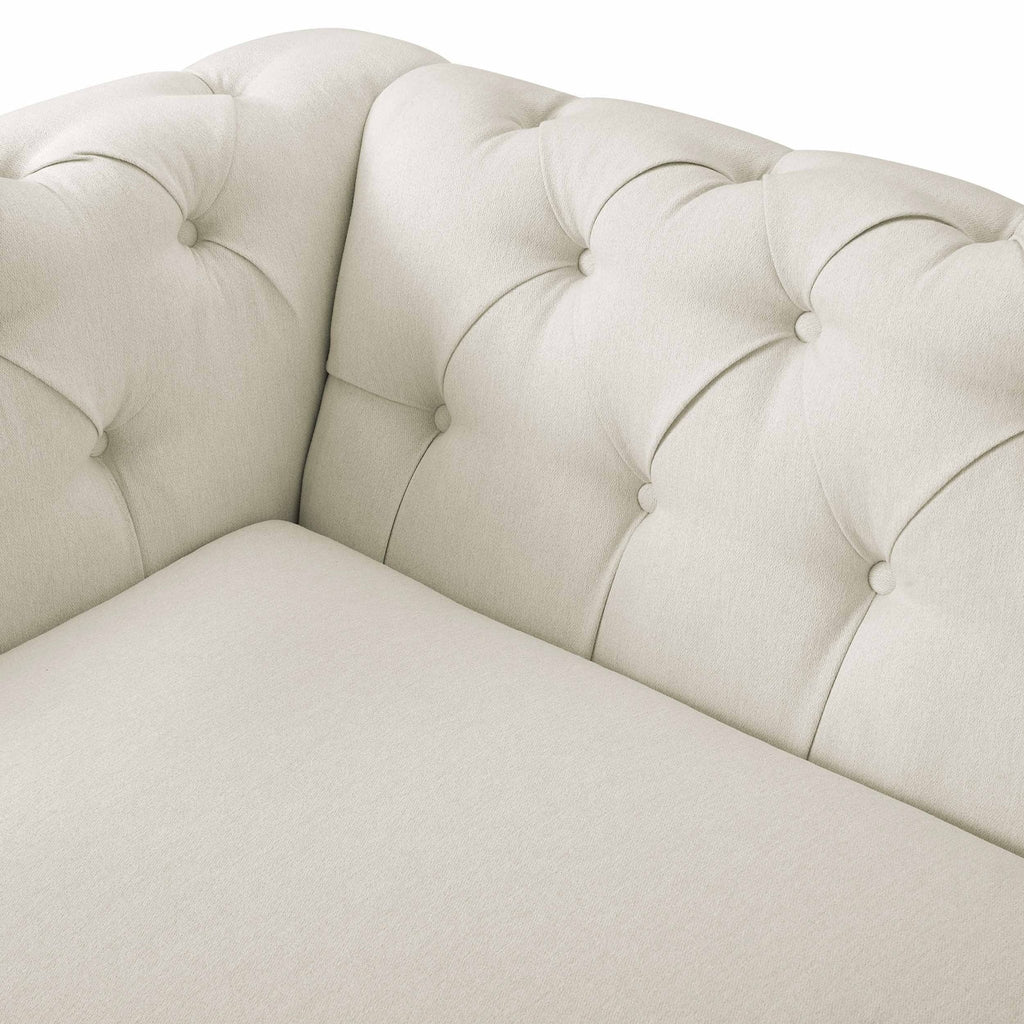 Chesterfield 3 Seater Sofa - Cream Linen — view 8