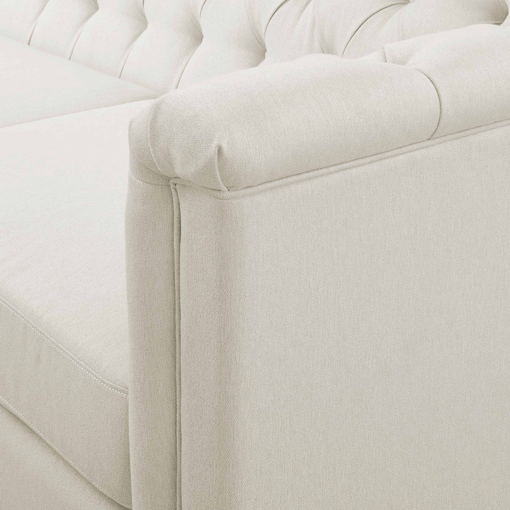 Chesterfield 3 Seater Sofa - Cream Linen — view 9