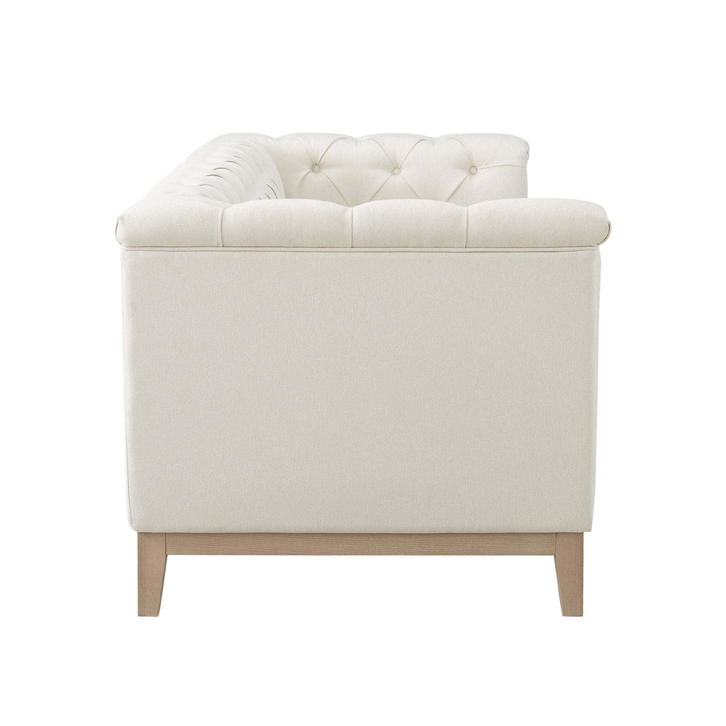Chesterfield 3 Seater Sofa - Cream Linen — view 6