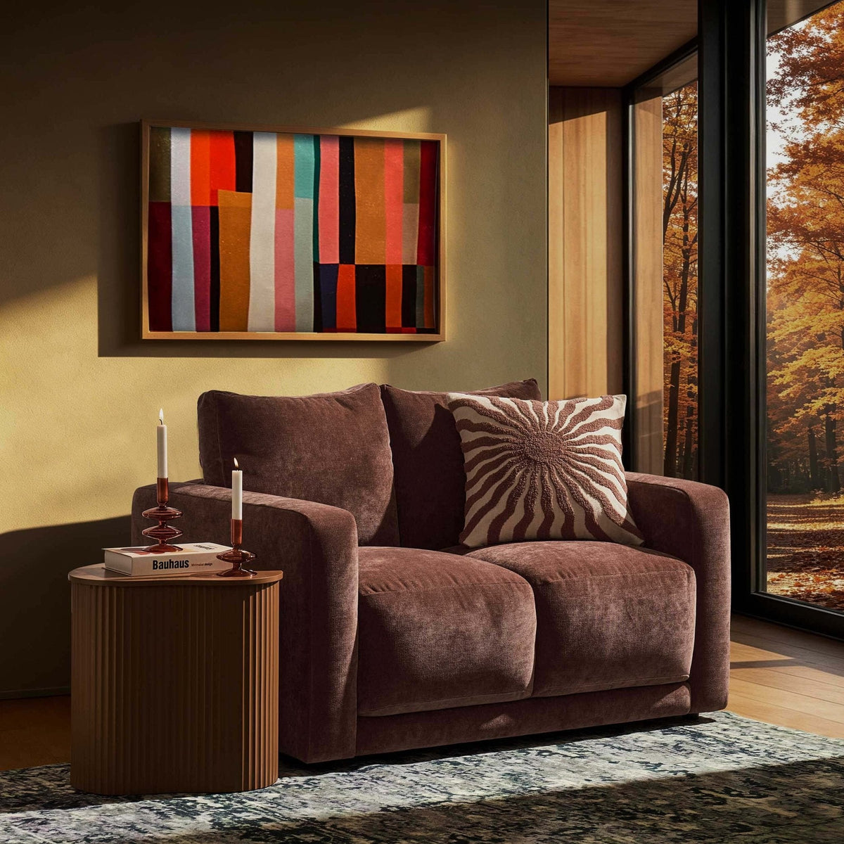 Chicago Compact 2 Seater Sofa - Chenille Dark Rust — sofa from 2nd Time Around