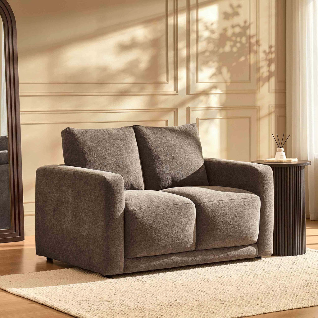 Chicago Compact 2 Seater Sofa - Chenille Mushroom — sofa from 2nd Time Around