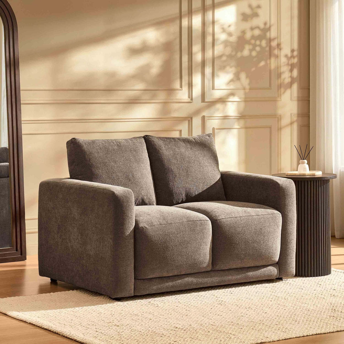 Chicago Compact 2 Seater Sofa - Chenille Mushroom — sofa from 2nd Time Around