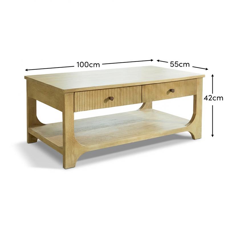 Jade Chalked Mango Wood Rectangular Coffee Table — view 10