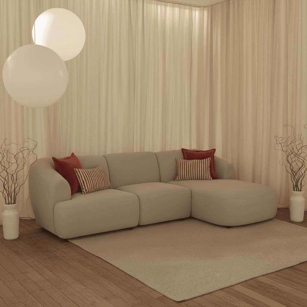 Nathalia Right Chaise Sofa - Soft Beige — view 2