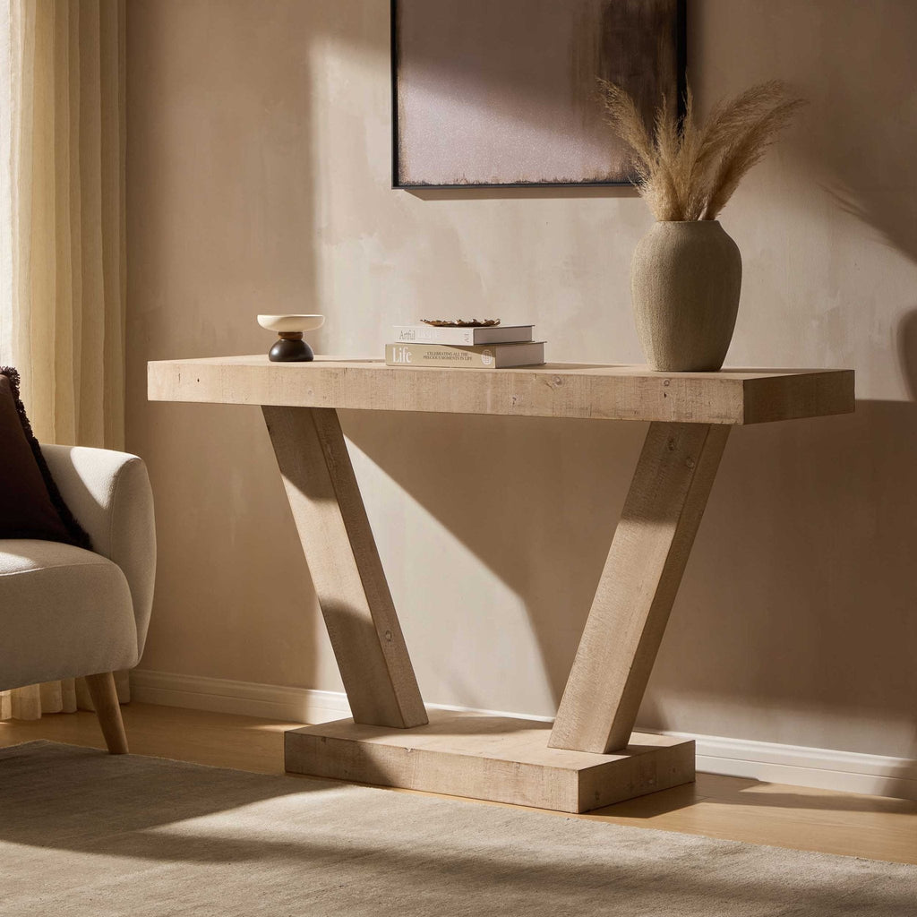 Elina Console Table - Washed Wood — side table from 2nd Time Around
