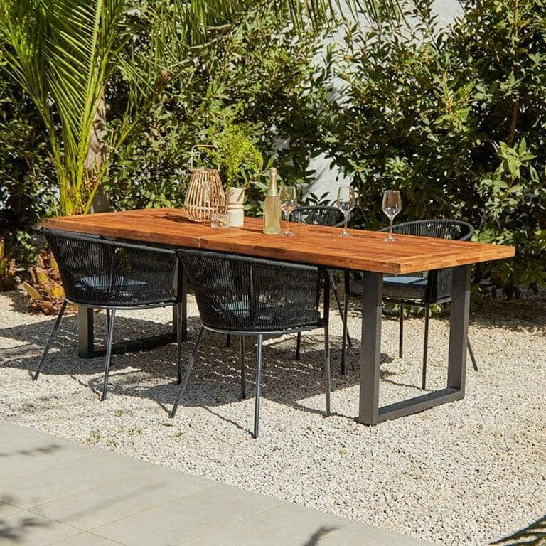 Hali 4 Seater Outdoor Dining Set with Hali Black Chairs - 175cm — view 2