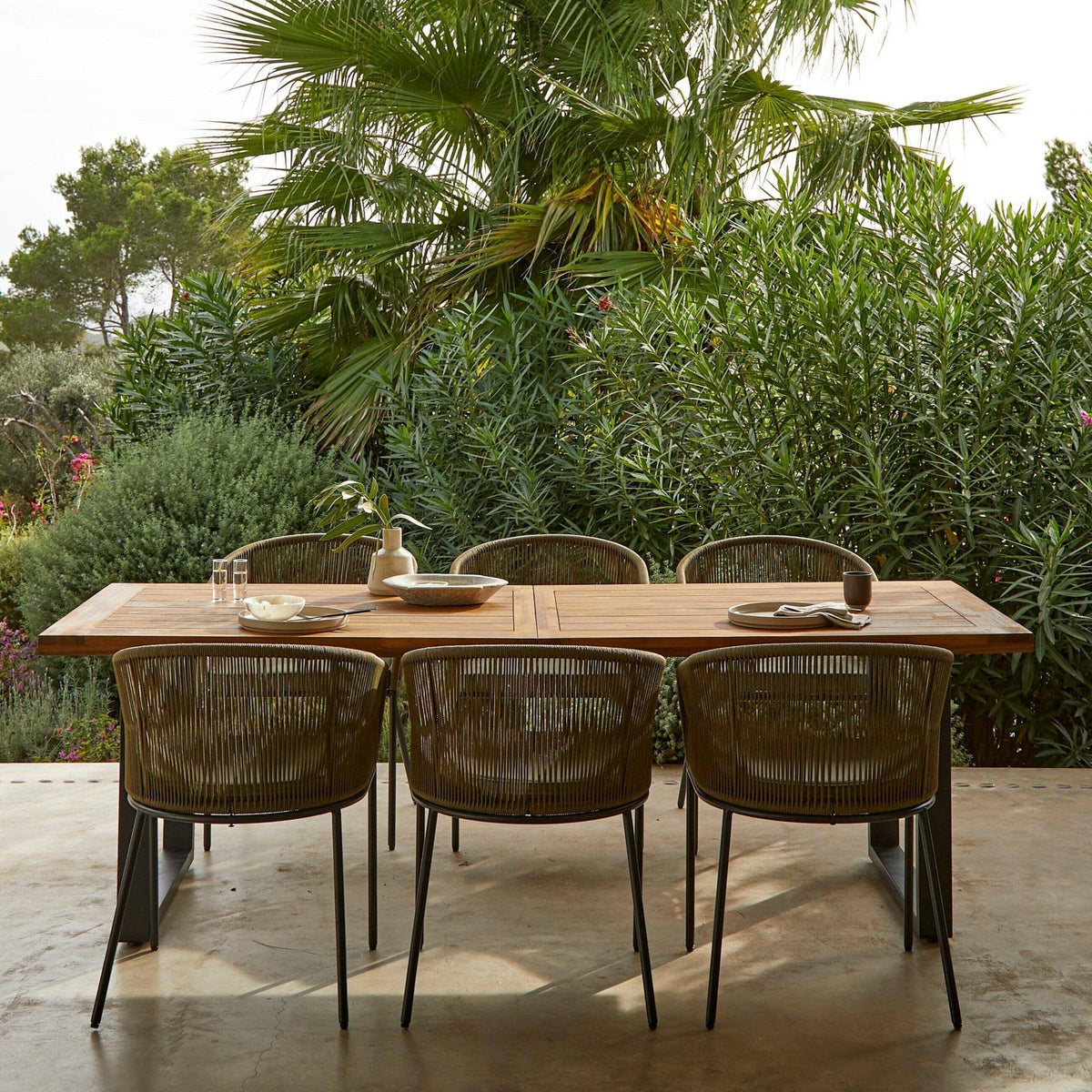 Hali 4 Seater Outdoor Dining Set with Hali Green Chairs - 175cm — view 2