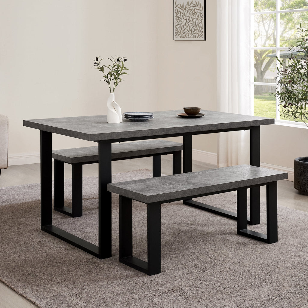 Harper 4-6 Seater Dining Table - Stone/Black — sofa from 2nd Time Around