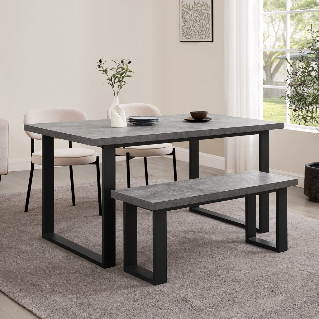 Harper 4-6 Seater Dining Table - Stone/Black — view 3