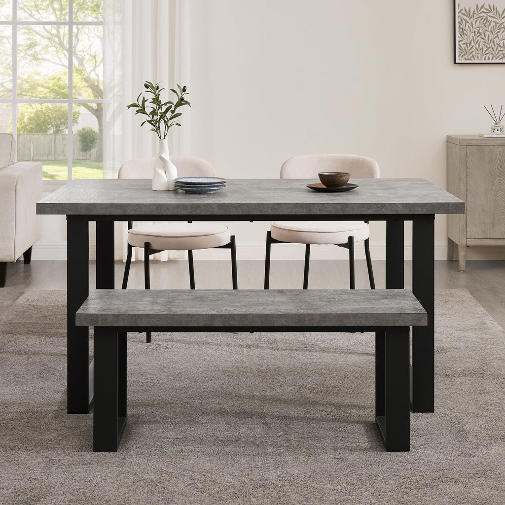 Harper 4-6 Seater Dining Table - Stone/Black — view 4