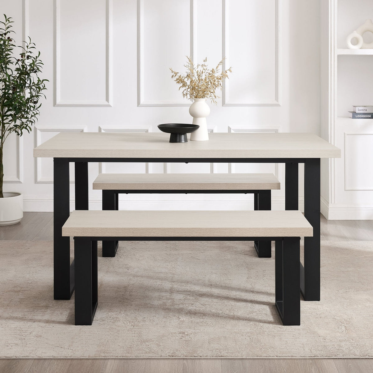Harper 4-6 Seater Dining Table - Wood/Black — view 3