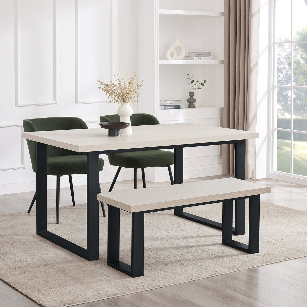 Harper 4-6 Seater Dining Table - Wood/Black — view 4
