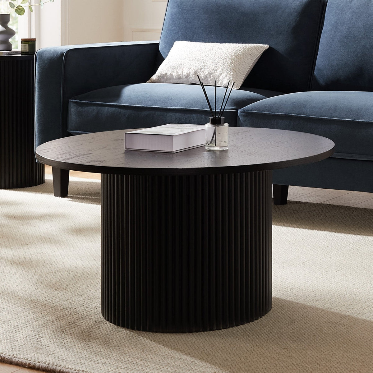 Hattie Round Pedestal Coffee Table - Black — view 2
